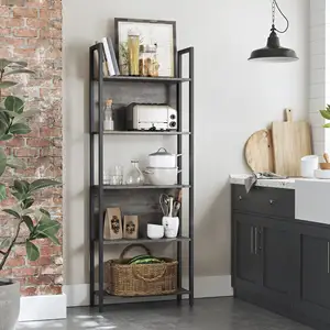 Prateleira de estante moderna, exibição prateleira organizador de armazenamento para sala de estar, escritório em casa, quarto (preto)