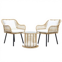 Ensemble de table et chaises de jardin trois pièces en bambou double, personnalisé pour l'exportation, fabriqué en Chine, emballage inclus