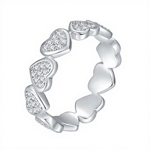 Anillo de Eternidad Unisex con Corazón de Moissanita con Incrustaciones Completas, Plata 925, Certificado GRA, Estilo Hiphop Cristiano, Pasa Prueba de Diamante - Product Image 2