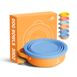 Double bol 2 en 1 <span class=keywords><strong>Support</strong></span> d'alimentation pour chien Conception portable personnalisée pour nourriture et eau Bol anti-déversement pour animaux de compagnie pour le voyage et l'extérieur - Product Image 4