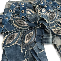 Jeans en denim pour homme taille haute hiver 2025 entièrement personnalisables avec patchwork de boutons et choix de formes de patchs, finition délavée