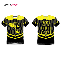 Camiseta de poliéster lisa personalizada UPF50+ para sublimación, ideal para equipos deportivos, escolares o de pesca, con MOQ bajo, directamente de fábrica de la Feria de Cantón.