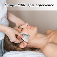 Outil de massage en acier inoxydable avec logo personnalisé, grattoir Gua Sha pour drainage lymphatique, outil facial pour sculpter le visage, réduire le double menton et remodeler la mâchoire