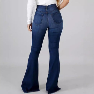 Nuovi Jeans a Zampa d'Elefante Blu Vintage con Vita Alta Elasticizzata e Gamba Lunga per <span class=keywords><strong>Donna</strong></span> - Product Image 6