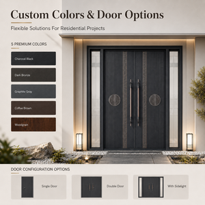 Portes d'entrée de sécurité modernes en aluminium personnalisables ODM pour maisons, avec charnières dissimulées et système de verrouillage multiple, pour l'extérieur - Product Image 6