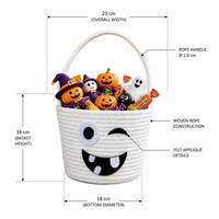 Panier de rangement en corde de coton motif chat de dessin animé pour Halloween, organisateur de chaussettes et de cosmétiques, petit bac de rangement pour la maison