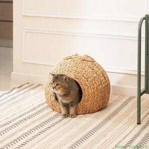 Eco-Friendly Natural Water Hyacinth <b>Bed</b> for Cats Dogs Handmade Rattan Pet House Customized Cheap Price - Product Image 3