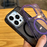    Étui magnétique sans fil avec paillettes brillantes pour iPhone 16e 15 14 Plus 13 12 11 Pro Max XR, coque transparente en acrylique