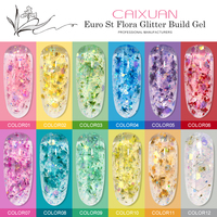 Fournitures pour ongles Gel de construction pailleté Vernis à ongles Série Flora Gel d'extension professionnel pour ongles avec paillettes scintillantes