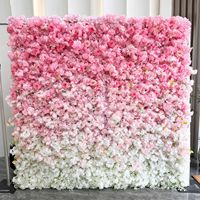 Mur de fleurs artificielles pour mariage 8ft x 8ft, en tissu rose Gypsophile et roses, Décoration murale 3D, Nouveauté, Romantique et Simple