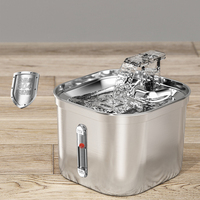Distributeur d'eau pour animaux de compagnie en acier inoxydable G 74oz/2.2L pour chiens et chats, avec pompe silencieuse, fontaine à eau pour chats