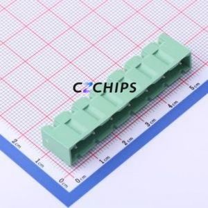 MC-PA7.62V07-0001 Plug-in Terminal Block Through hole,P=7.62mm Connector Board-to-Board / Socket - Closed 1x7P 7.62mm Green - Product Image 1