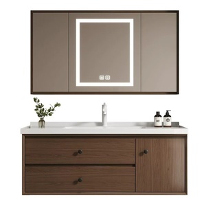 New Chinese style walnut bathroom cabinet combination antique style hidden sliding hand wash basin cabinet - Product Image 6
