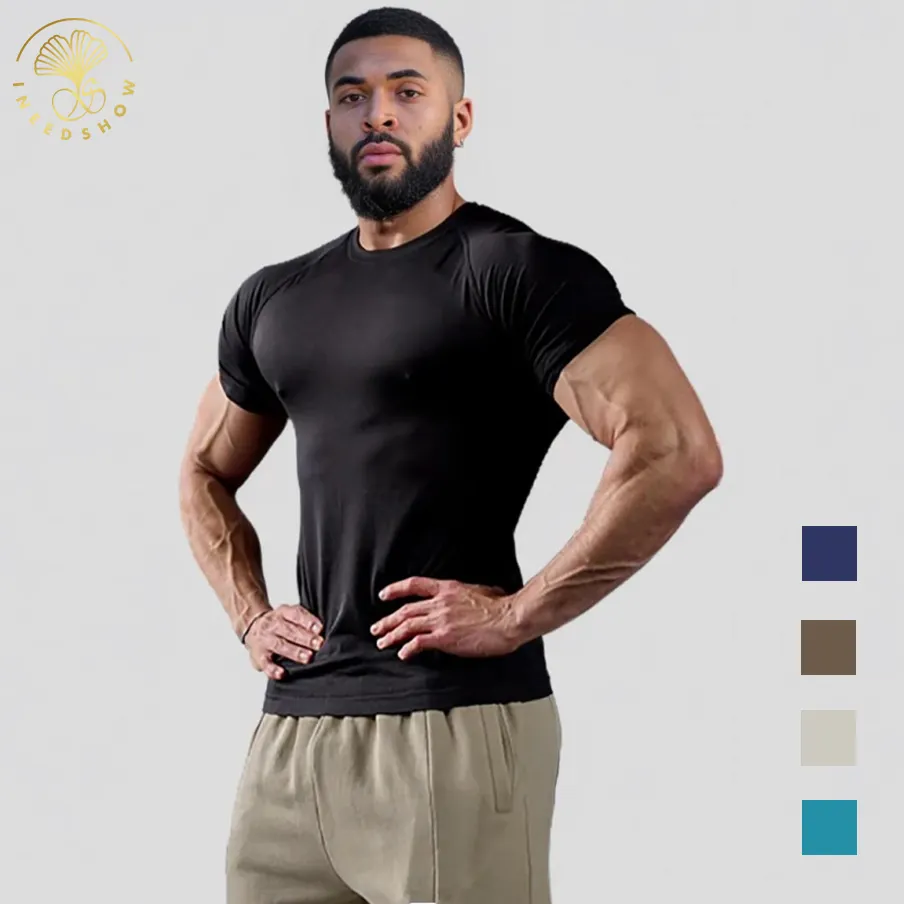 Individuelle Fitness-Training-Sportbekleidung High-End-Outdoor umweltfreundliches Polyester Elasthan Kurzarm-Aktivbekleidung Sport-T-Shirt für Herren