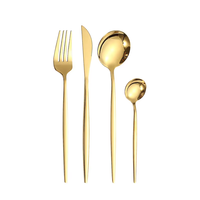 Ensemble de couverts de luxe en acier inoxydable doré, couteau à steak, fourchette, cuillère, vaisselle de table pour mariage, banquet, cadeau, vente en gros