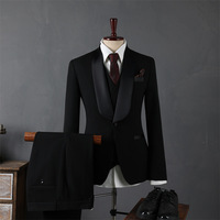 Jas Hitam Pria 3-Piece Slim Fit untuk Pernikahan, Kancing Depan, Blazer Bisnis, Jas Pengiring Pria XL Single Breasted, Veste Costume Homme