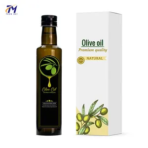High-end Manufacturing Automatic 250ml custom olive green glass olive oil bottle with Pourer Spout for Condiment Soy Sauce