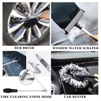 Jeu de brosses de nettoyage de voiture de qualité industrielle DIY serviette de pneu grattoir de fenêtre outil de nettoyage de roue OEM ODM pour lavage de voiture intérieur