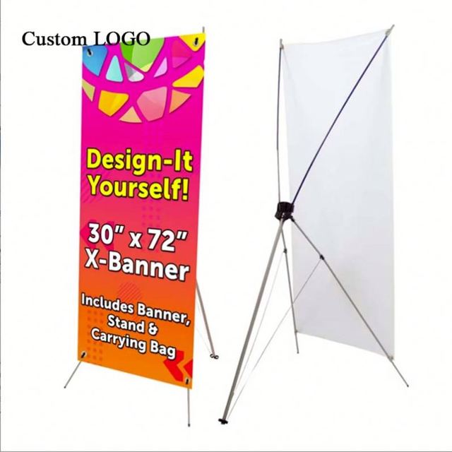 Eco-Friendly Printing Advertising Polyester and Aluminium X-Frame Stands with Pop-Up Tripod for Promotional Tools