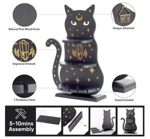 Étagère chat lune personnalisée pour cristaux bijoux <span class=keywords><strong>pendule</strong></span> suspendu Boho décoration murale bougeoir sorcière cristal présentoir pierres - Product Image 5