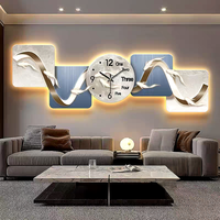 Moderne Luxuriöse Nordische Große 3D Hängende Kreative Wandkunst Mit Uhr Wohnzimmer Sofa Hintergrund Fisch-Wand-LED-Lichtbild