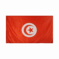 Drapeau d'Extérieur Rouge 100 % Polyester avec Logo Personnalisé, Drapeau de la Tunisie