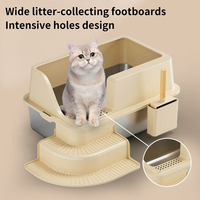 Bac à litière pour chat en acier inoxydable anti-éclaboussures, design fermé avec escalier, haute protection, fabrication usine