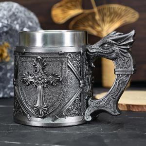European Medieval Warrior Beer <b>Mug</b> Creative Vintage Warrior <b>Large</b> Capacity Retro <b>Mug</b> Warrior and Dragon - Product Image 2