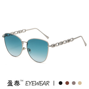 แว่นตา แว่นกันแดดทรงแคทอาย กรอบโลหะสีทอง UV400 ป้องกันแสงแดดสำหรับผู้หญิง - Product Image 3