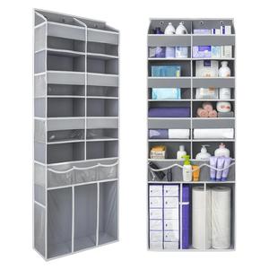 Organisateur de placard extra large à suspendre sur la porte avec poches transparentes, organisateur suspendu robuste pour salle de bain et chambre à coucher - Product Image 1