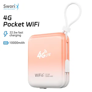 10000Mah Pocket Wifi6 4G Lte Mobile Hotspot Wifi tipo C Super veloce ricarica ignifuga Powerbank Wireless Wifi con Slot per Sim Card