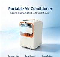 Aire Acondicionado Portátil Airwens de 1800 BTU Solo Frío, Mini Temporizador, 3 Modos de Funcionamiento, Diseño Compacto para Caravana, Tienda de Campaña, Oficina, Dormitorio