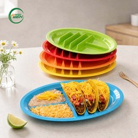 Piring Taco Flash PP untuk Pesta Taco Tuesday, Fiesta, BBQ, Camping, Piknik, Muat 3 Taco, 2 Kompartemen Saus, Bebas BPA