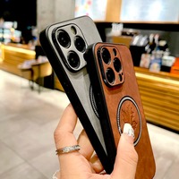 Nouvelles Coques Magnétiques de Luxe en Cuir Rétro Feuille d'Érable pour Téléphones Mobiles iPhone 17 16 15 Pro Max 14 Plus 13 12 11 Pro XS XR