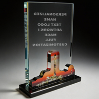 Trophée en cristal Neelpure 130997 avec motif imprimé de plateforme pétrolière et base en métal noir pour les récompenses d'entreprise du secteur de l'énergie