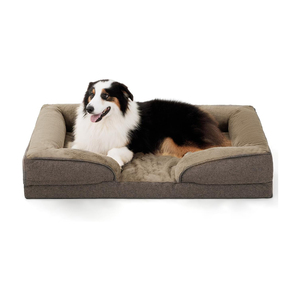 La mejor cama ortopédica cálida de alta calidad para perros con espuma viscoelástica, diseño de logotipo personalizado de fábrica, elegante cama cuadrada para mascotas con patrón sólido - Product Image 1
