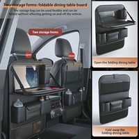 Organisateur de siège arrière de voiture en cuir avec table pliable, sac de rangement suspendu multi-poches, pochette anti-usure pour dossier de siège