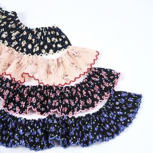 Petite jupe plissée en mousseline à motifs floraux, ruban, dentelle, robe d'été décontractée avec bordure à motif de bourgeons floraux, ourlet tissé, décoration pour vêtements pour animaux de compagnie - Product Image 5