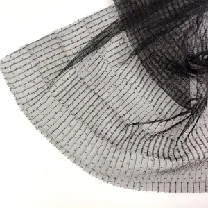 Tela de encaje de malla de poliéster de tul plisado con diseño de puntos