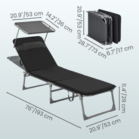 Chaise longue de jardin pliable SONGMICS avec pare-soleil, appui-tête et dossier réglable