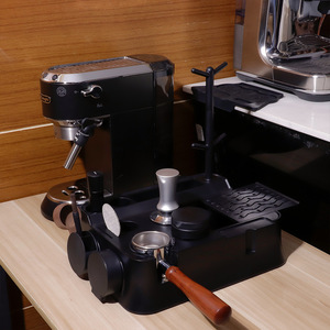 แผ่นรองแทมเปอร์กาแฟพร้อมที่วางและชั้นเก็บของสำหรับอุปกรณ์ทำกาแฟเอสเพรสโซวัสดุ ABS สีขาวสไตล์เรียบง่าย - Product Image 3