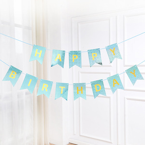 Dropshipping Hintergrunddekoration Bunte Happy <span class=keywords><strong>Birthday</strong></span> Abschluss Weihnachten Vatertag Diwali Ziehflagge Fischschwanz-Papier - Product Image 5