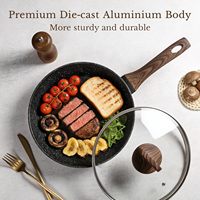 Wajan Penggorengan Batu Medis Anti Lengket Grosir Murah, Panci Masak 20cm Aluminium dengan Gagang Kayu