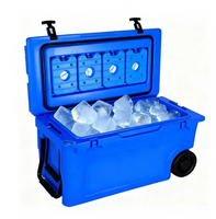Glacière thermique rotomoulée à roulettes 55QT grande capacité étanche réutilisable avec logo personnalisé portable pour stockage alimentaire moderne en LLDPE
