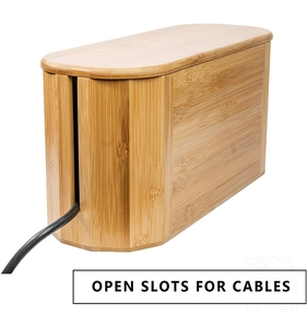 <b>Bamboo</b> <b>Wood</b> Cable <b>Box</b> for Storage Chargers Power Strips - Product Image 3