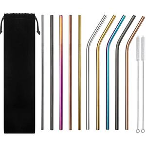 Оптовая Продажа Красочные Портативные многоразовые металлические соломинки из нержавеющей стали набор - Product Image 1