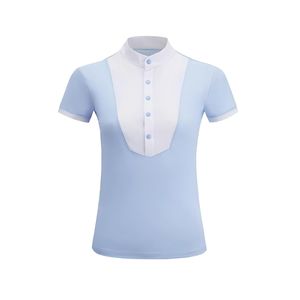 Camiseta ecuestre de manga corta de secado rápido para mujer, para <span class=keywords><strong>montar</strong></span> <span class=keywords><strong>a</strong></span> <span class=keywords><strong>caballo</strong></span> en verano, con cuello alto. - Product Image 2