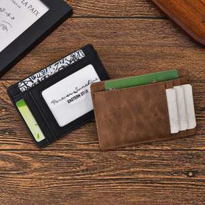 <span class=keywords><strong>Porte</strong></span>-cartes fin pour <span class=keywords><strong>homme</strong></span>, nouveau design minimaliste avec logo personnalisé, portefeuille en cuir PU monobloc avec poche à monnaie - Product Image 1