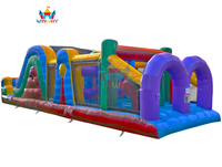 Parcours d'obstacles gonflable commercial coloré pour enfants – Défi interactif pour fêtes et locations événementielles