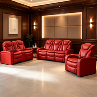 Sofá Reclinable Eléctrico de Cuero Genuino de 3, 2 y 1 Plazas, Moderno, de Fábrica, con Mesa Auxiliar para Sala de Estar, Juego de Muebles